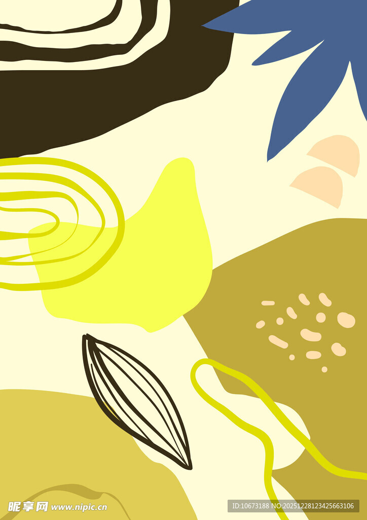 抽象几何植物图案设计