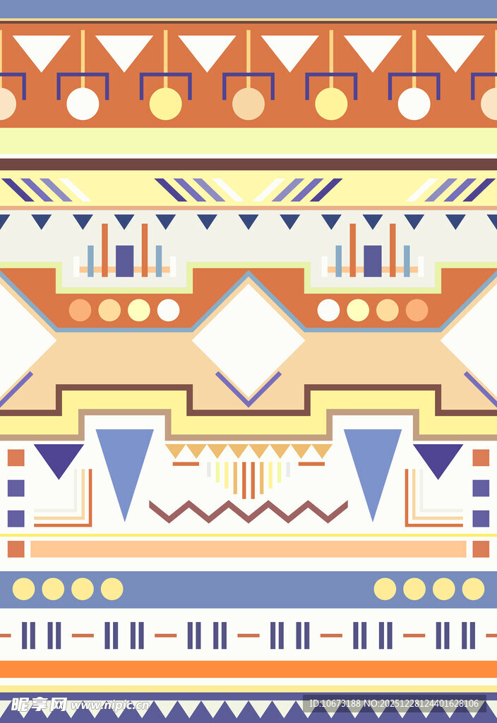 几何图案装饰的多彩织物