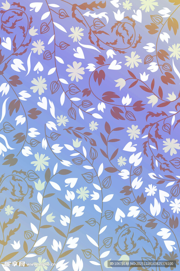 蓝底花卉图案纹理背景