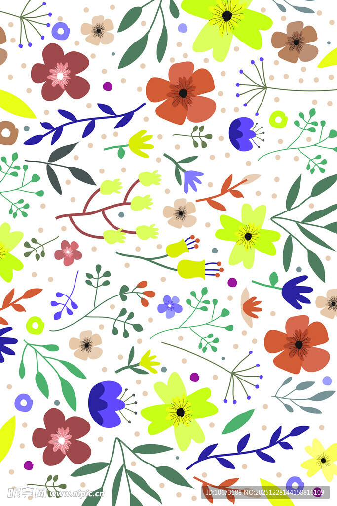 多彩手绘花卉图案背景