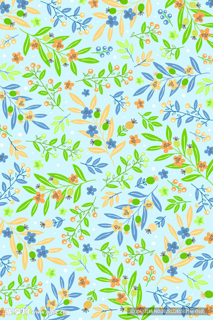清新花卉植物图案背景