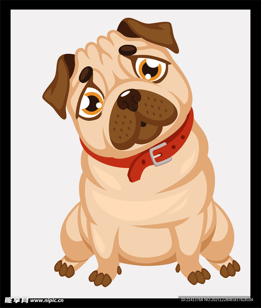 可爱哈巴狗插画