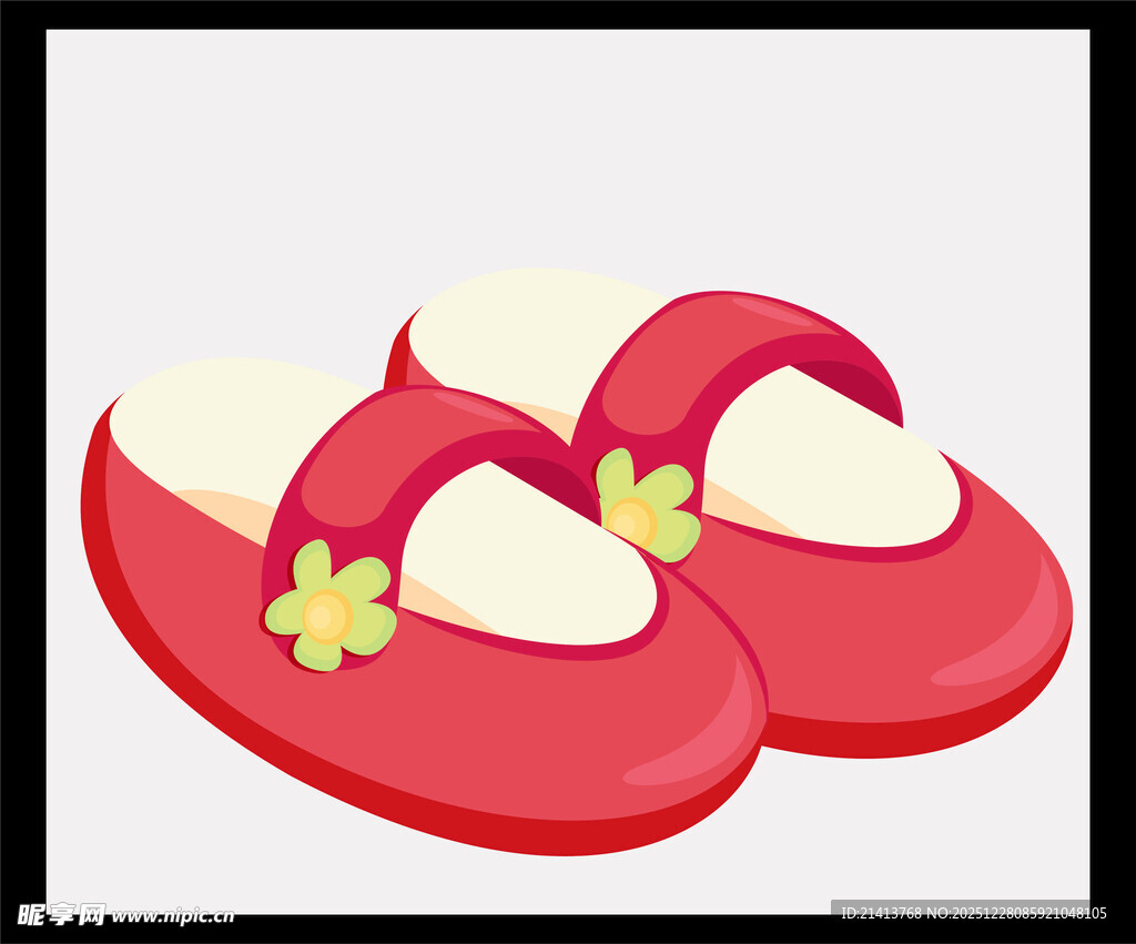 可爱红色花朵装饰小童鞋