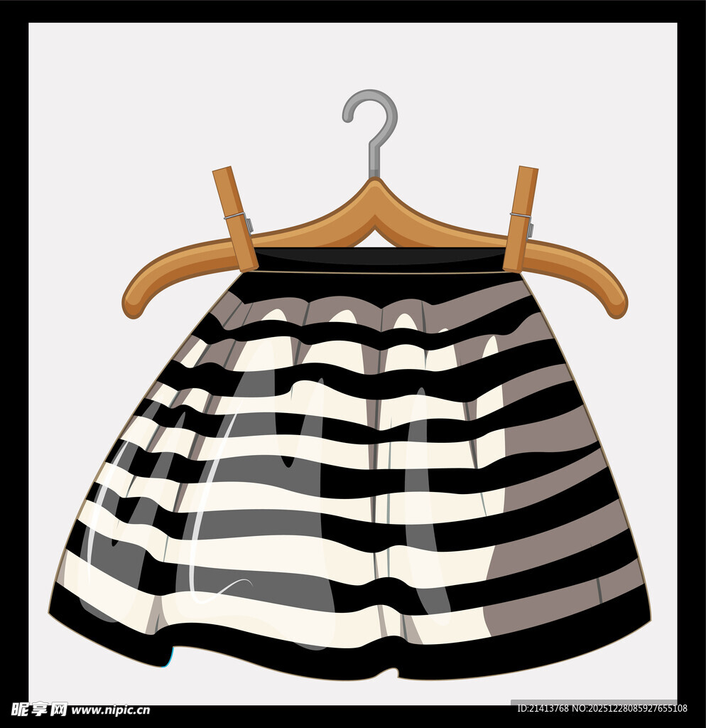 黑白条纹短裙展示