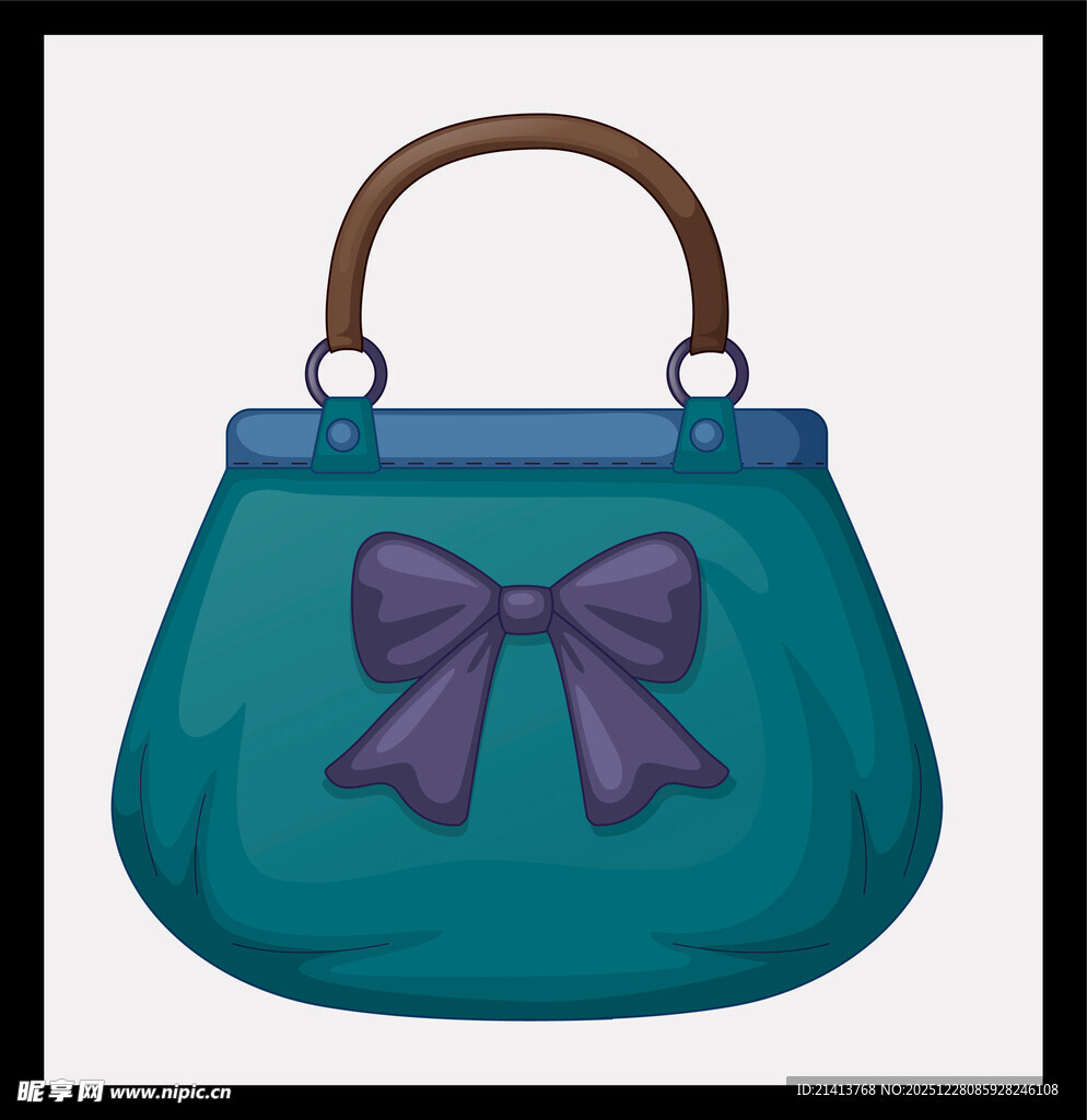 蓝绿色蝴蝶结手提包