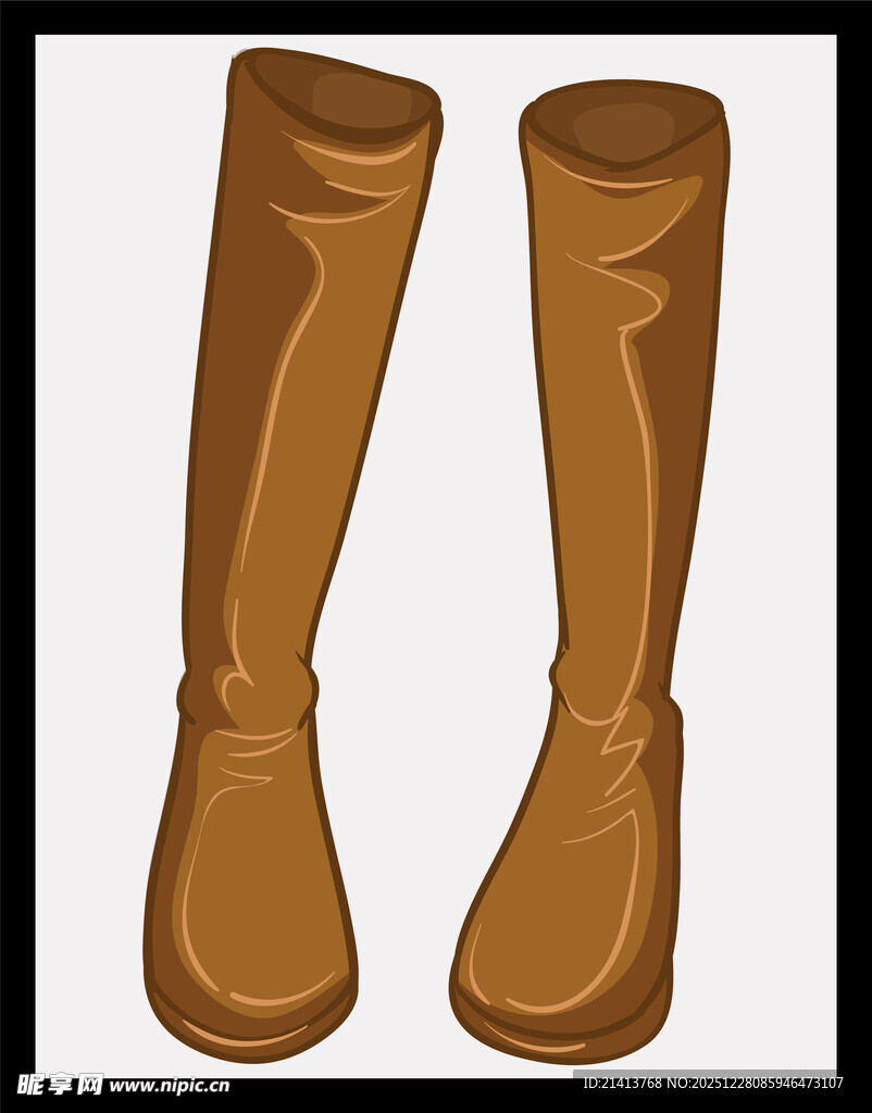 棕色长筒靴插画展示