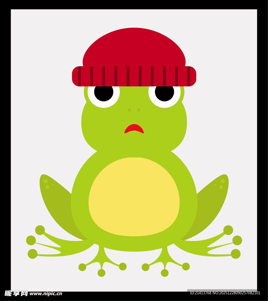 戴红帽的小绿蛙