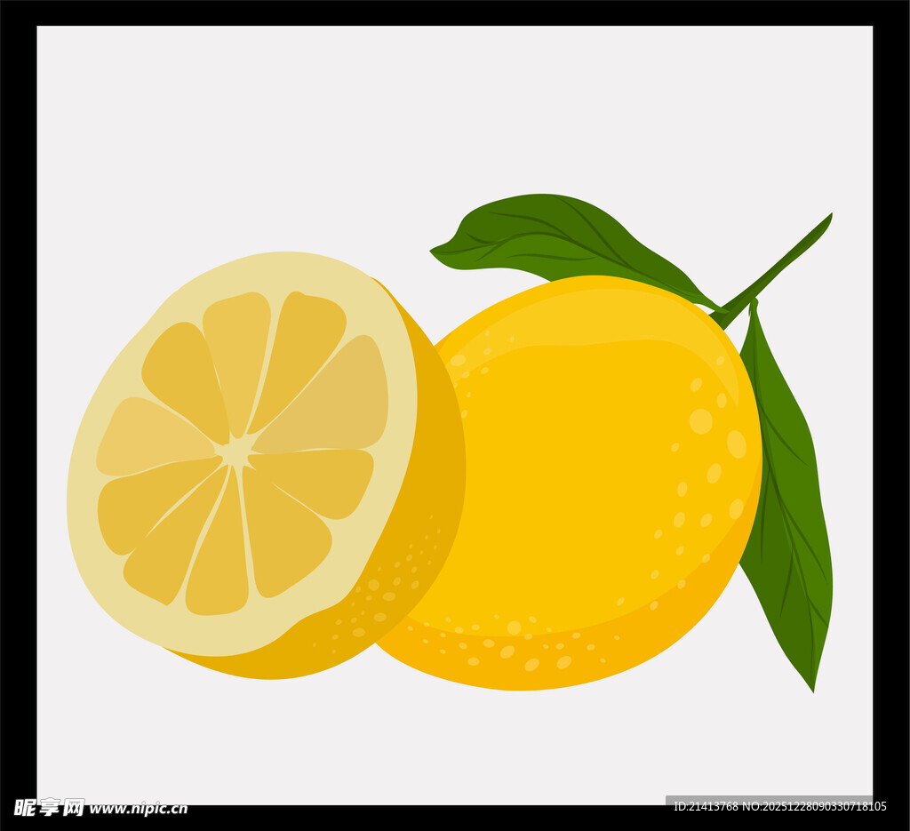 新鲜柠檬清新水果插画