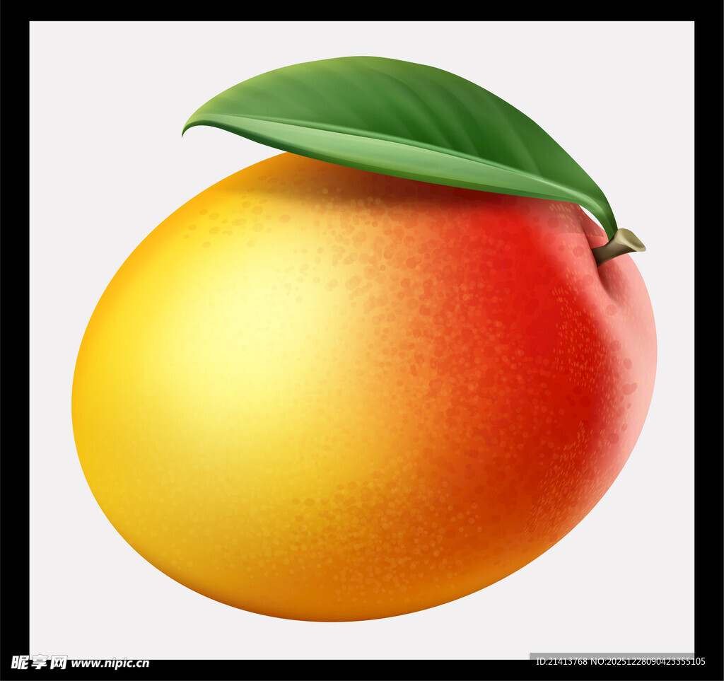 新鲜芒果绿叶相伴