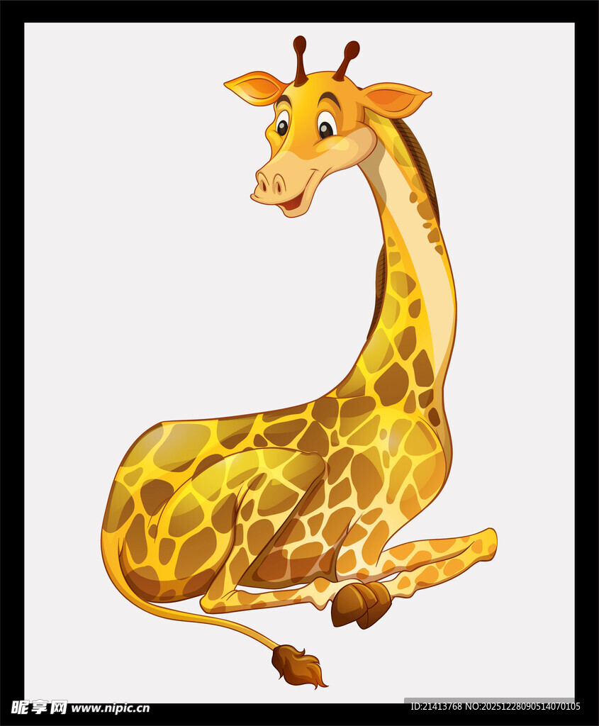 坐着的可爱长颈鹿插画
