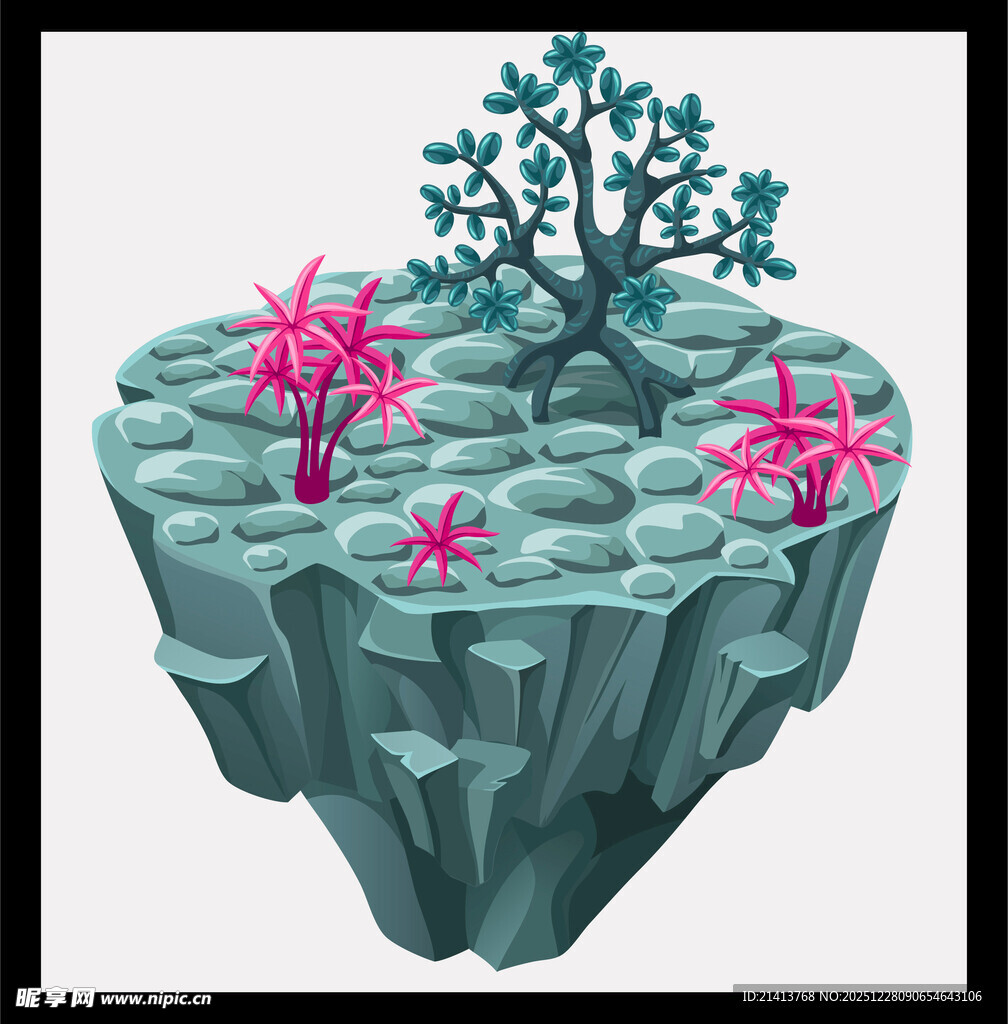 悬浮岛的奇幻植物景观