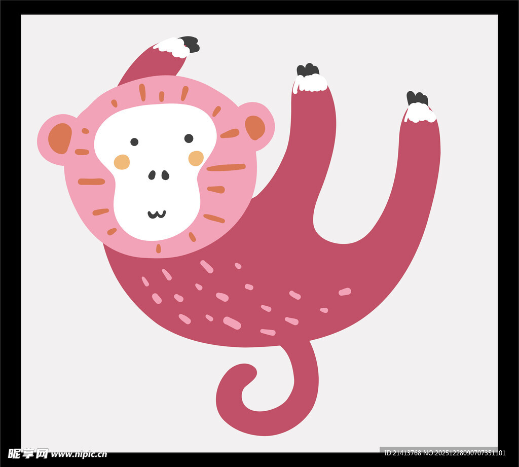 粉色卡通小猴倒立形象