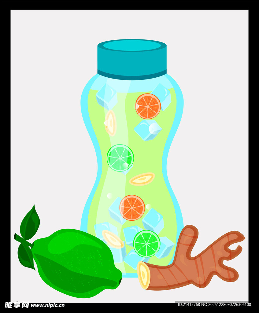 青柠生姜风味饮料瓶
