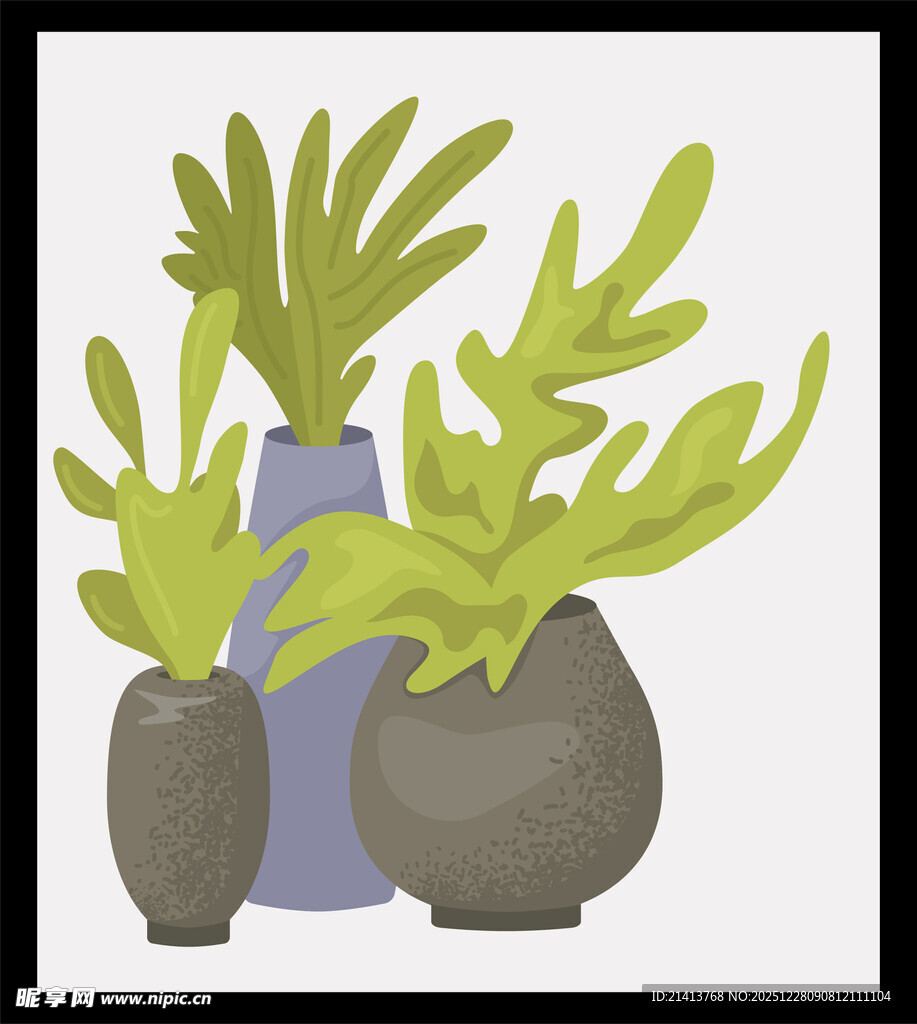 简约风盆栽插画
