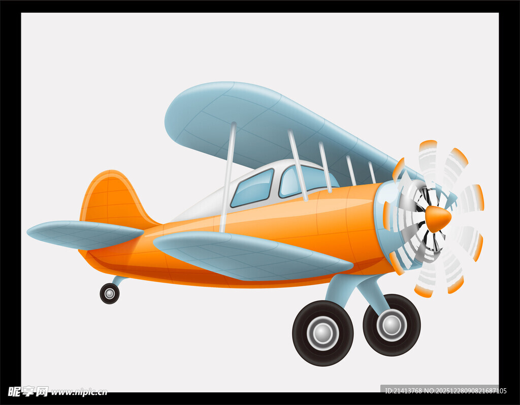 复古双翼飞机插画