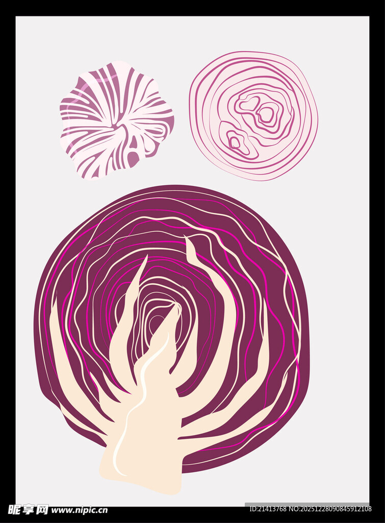 手绘紫甘蓝及相关图案