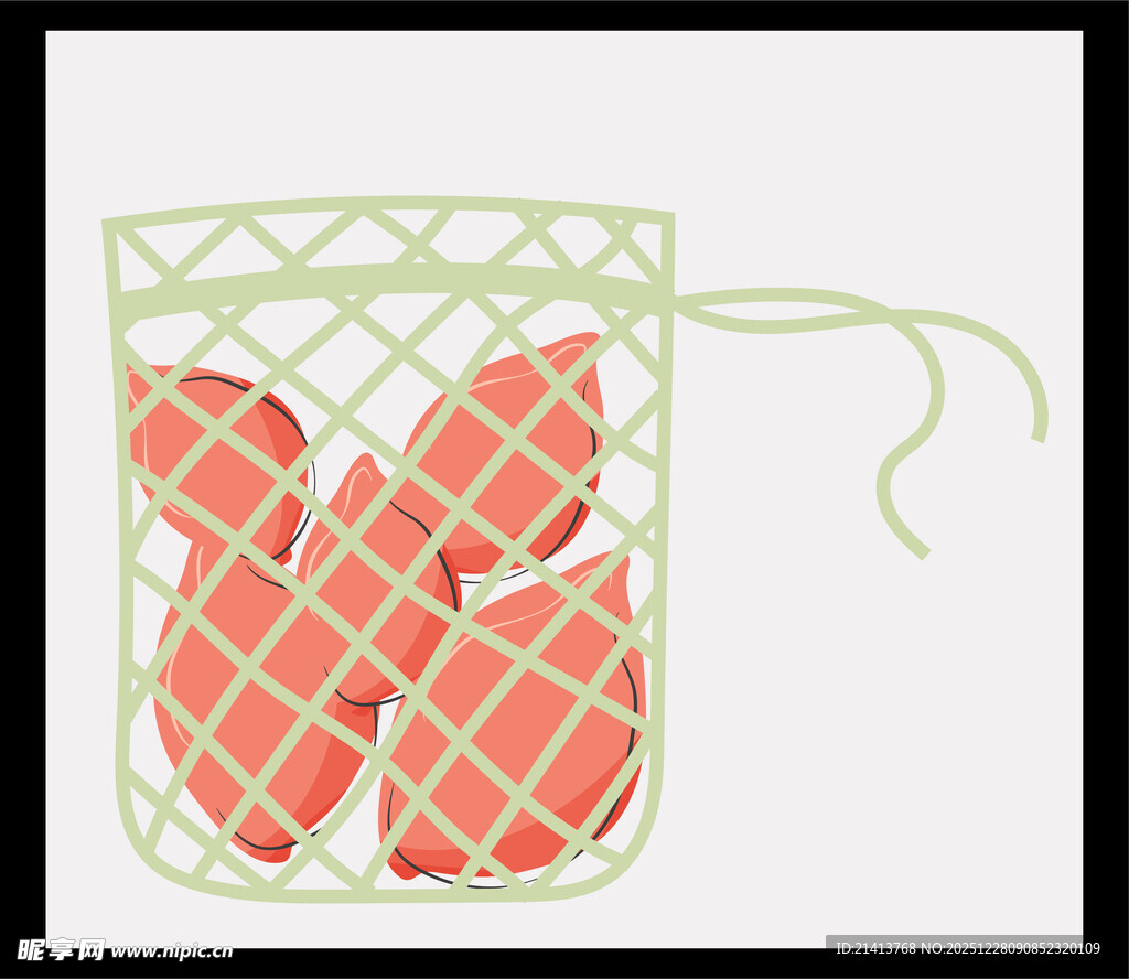 网兜中的胡萝卜插画