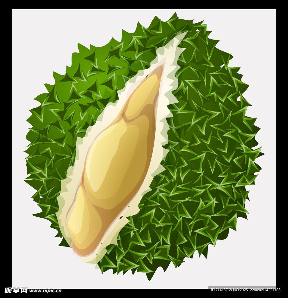 剥开的榴莲果肉特写