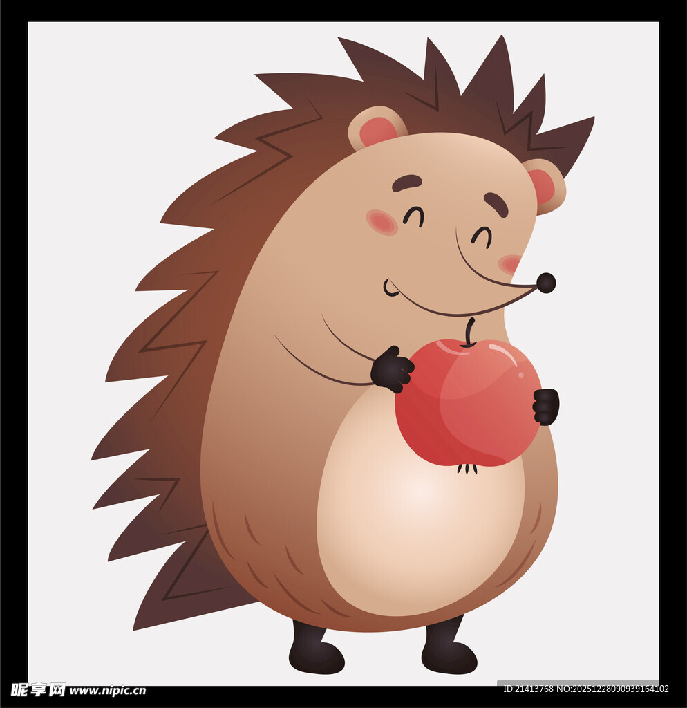 可爱刺猬捧红苹果