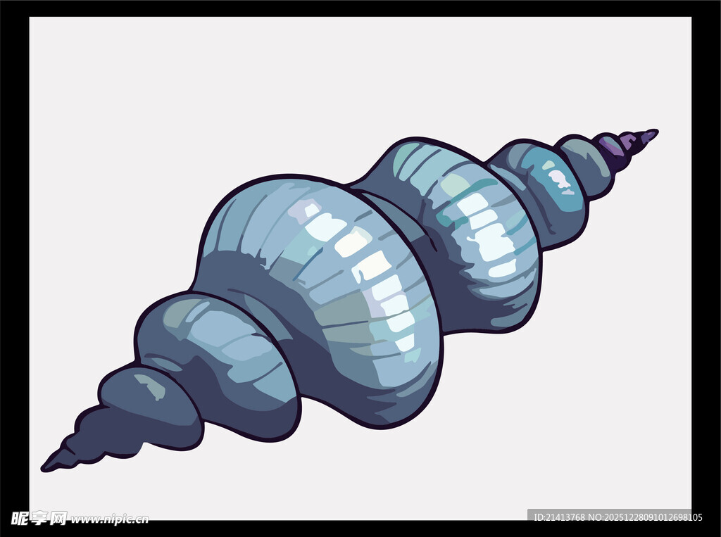 卡通风格的精美螺旋海螺