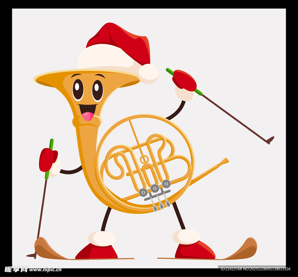 卡通圆号形象欢乐演奏