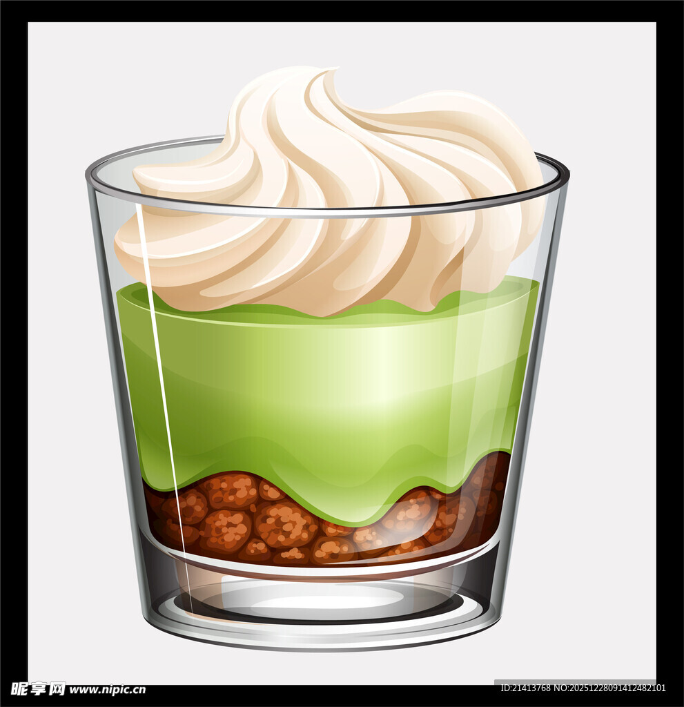 抹茶奶油杯甜点