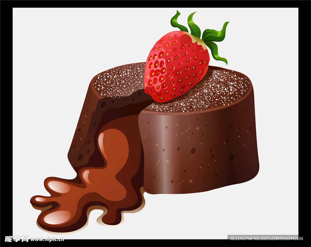 巧克力甜点配新鲜草莓