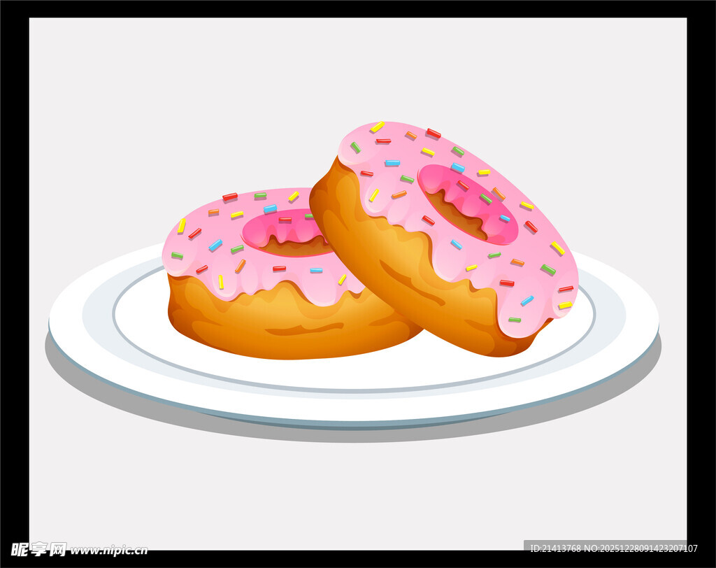 美味粉色糖霜甜甜圈