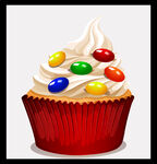 美味纸杯蛋糕配多彩糖果