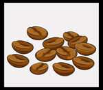 卡通风格咖啡豆特写