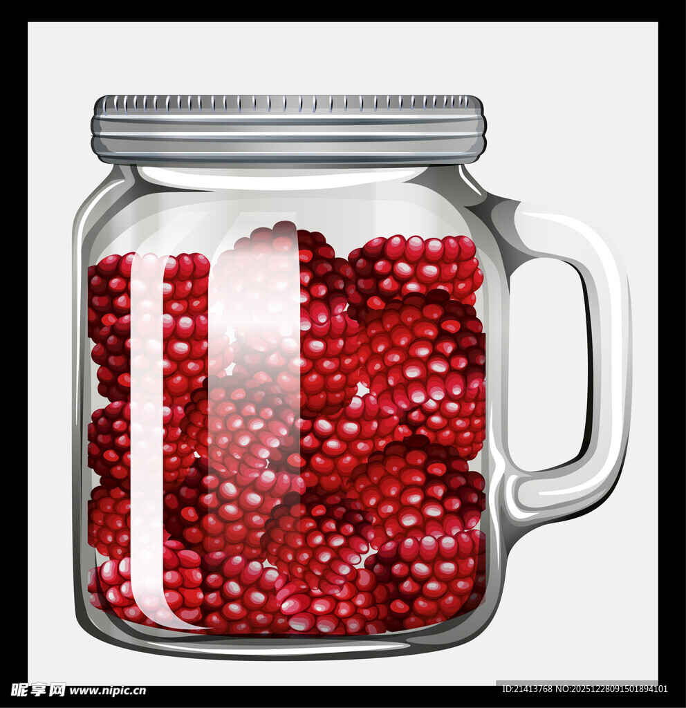 玻璃罐中的红色树莓
