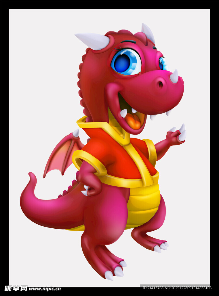 可爱红恐龙卡通形象