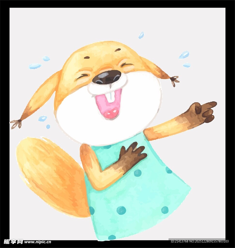 可爱松鼠女孩开心打招呼