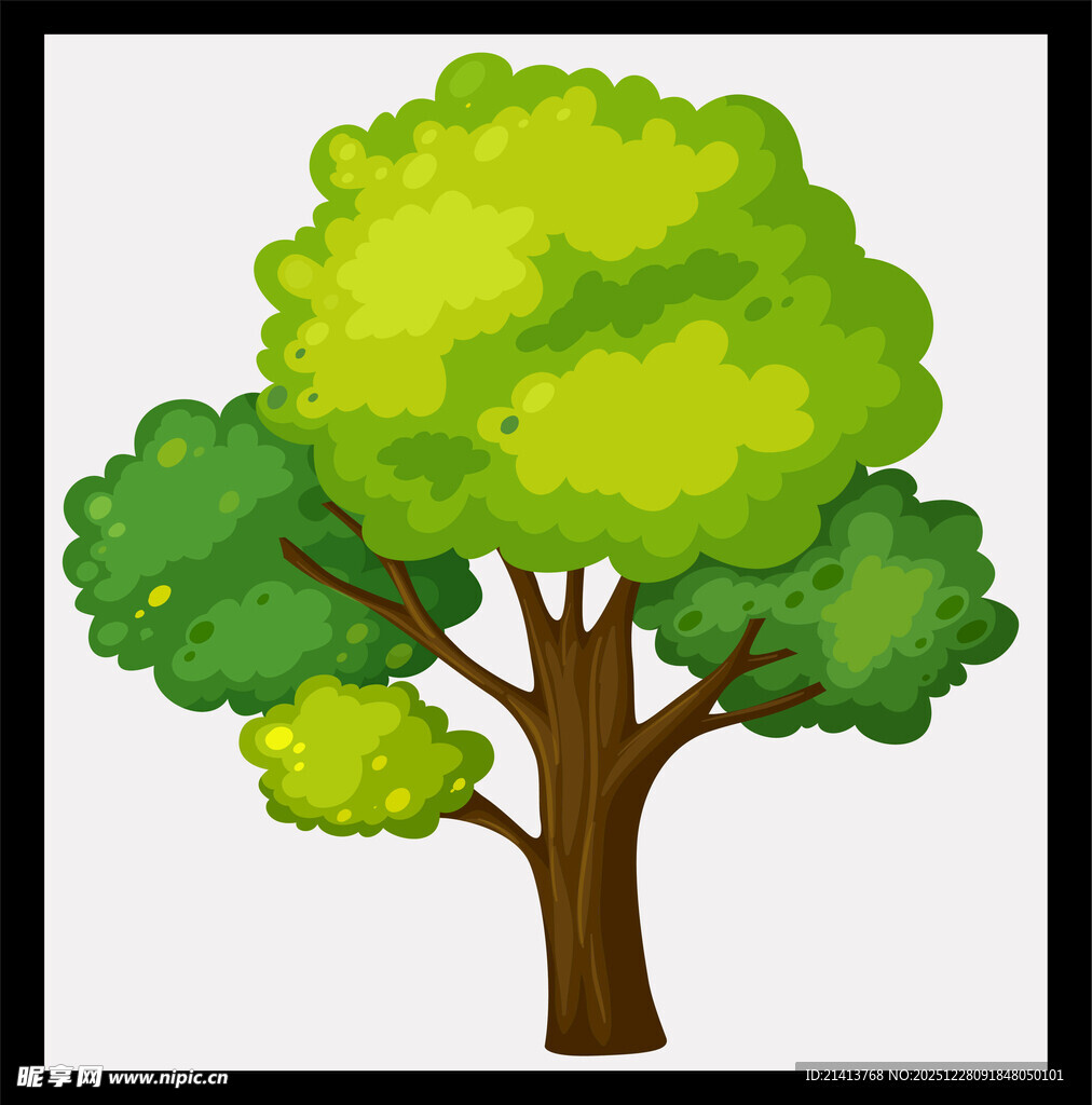 卡通风格的茂盛绿树