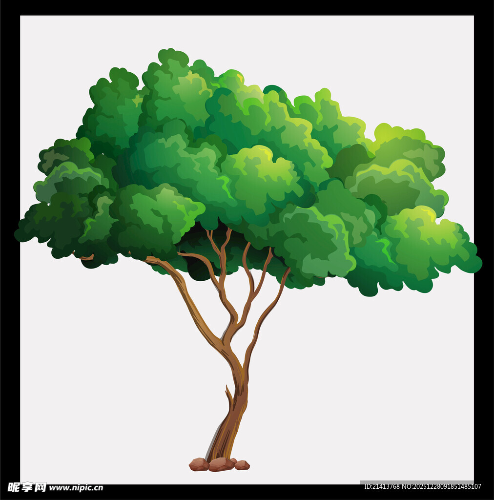 茂盛绿树插画