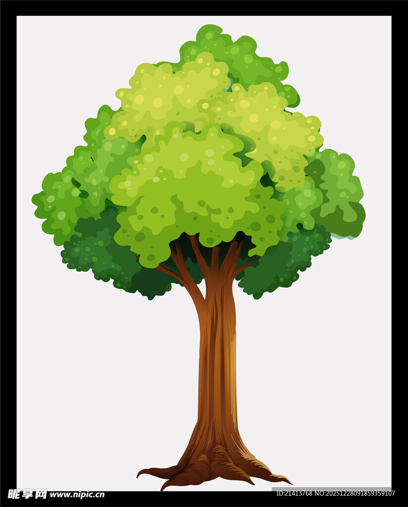 卡通风格的茂盛树木