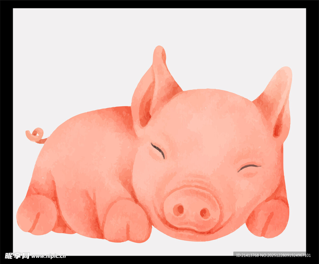 熟睡的粉色小猪