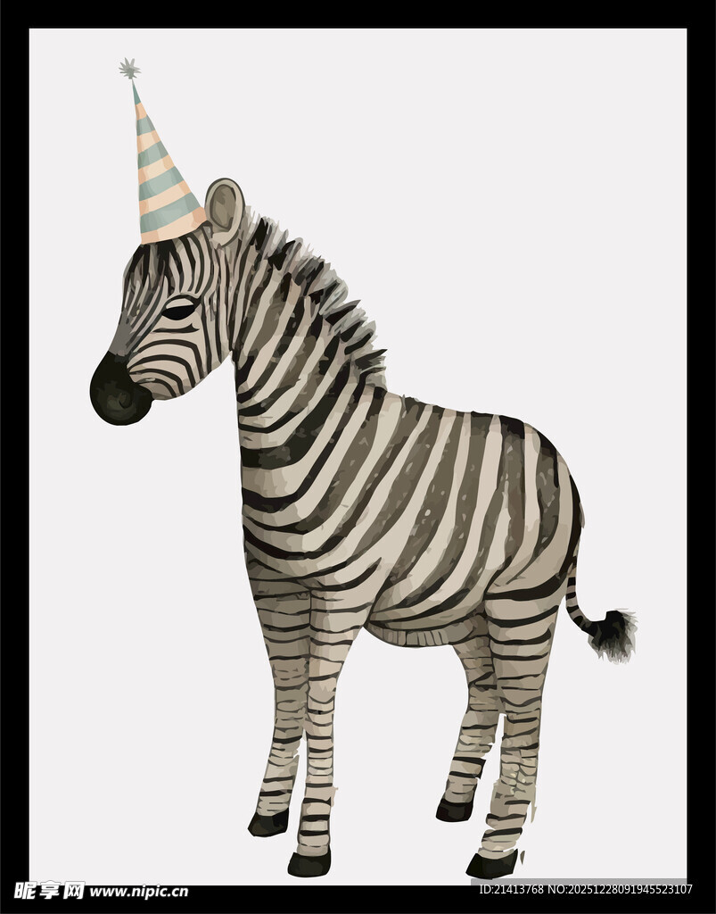 戴独角兽角的斑马