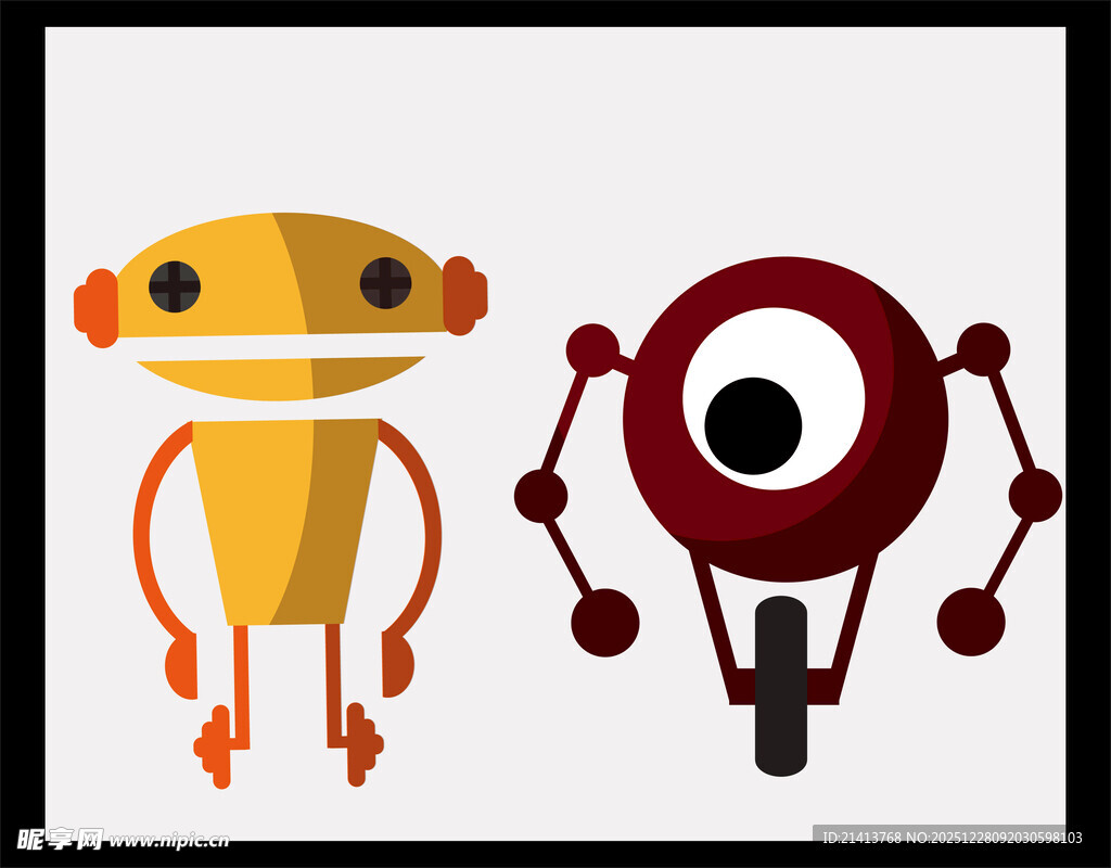 两个卡通风格的机器人