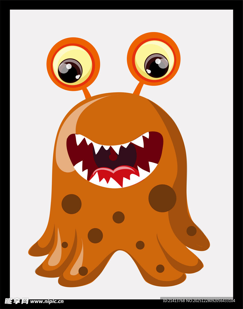 可爱橙色小怪兽插画
