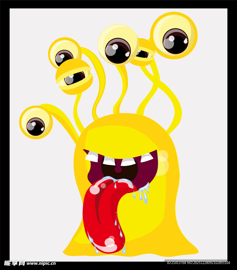 黄色多眼萌怪吐舌形象