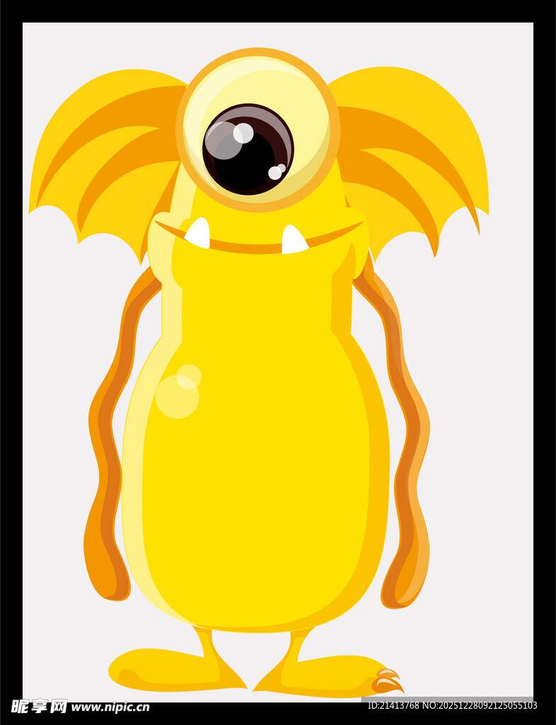 黄色独眼卡通小怪兽