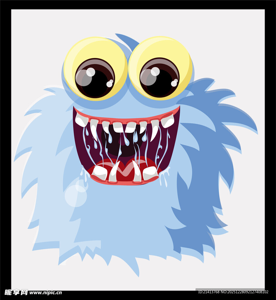 可爱蓝色大眼怪兽形象