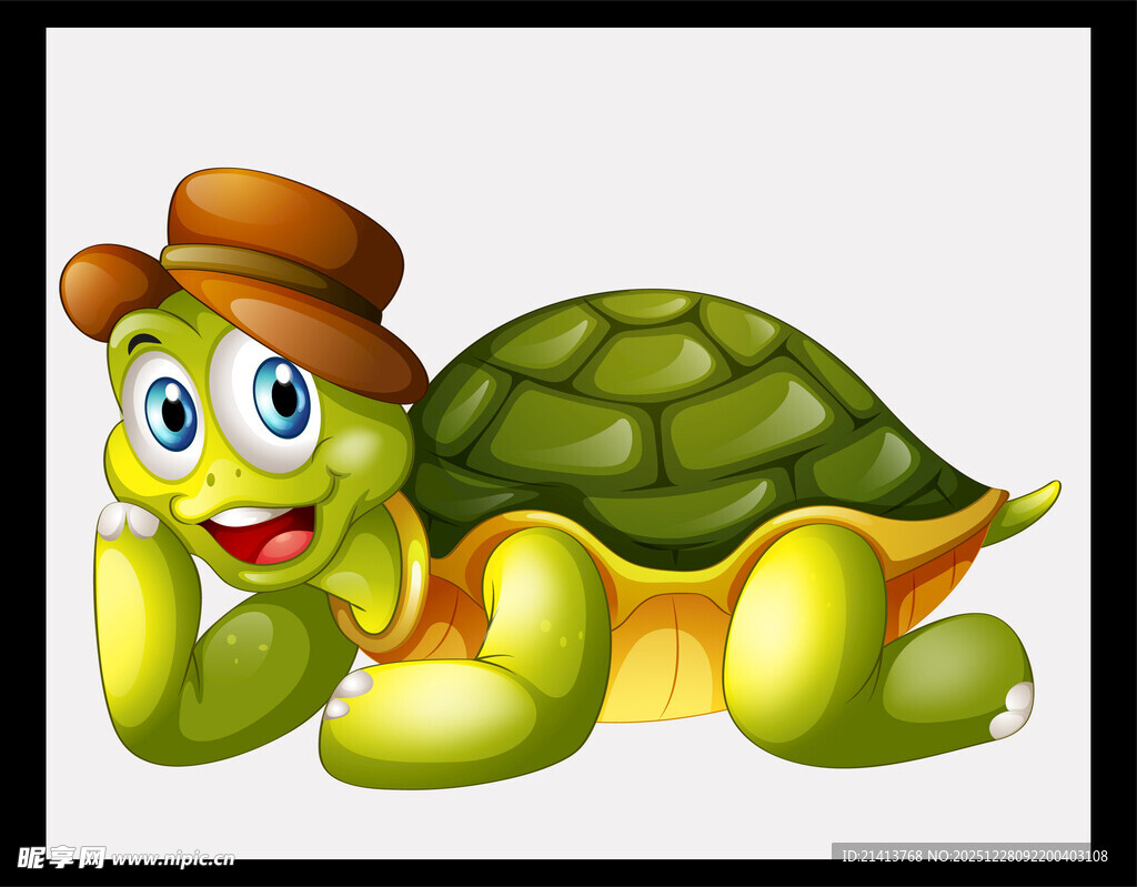戴帽小乌龟的可爱模样