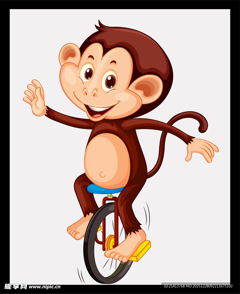 猴子骑独轮车欢乐表演