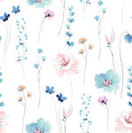 清新水彩花卉无缝图案