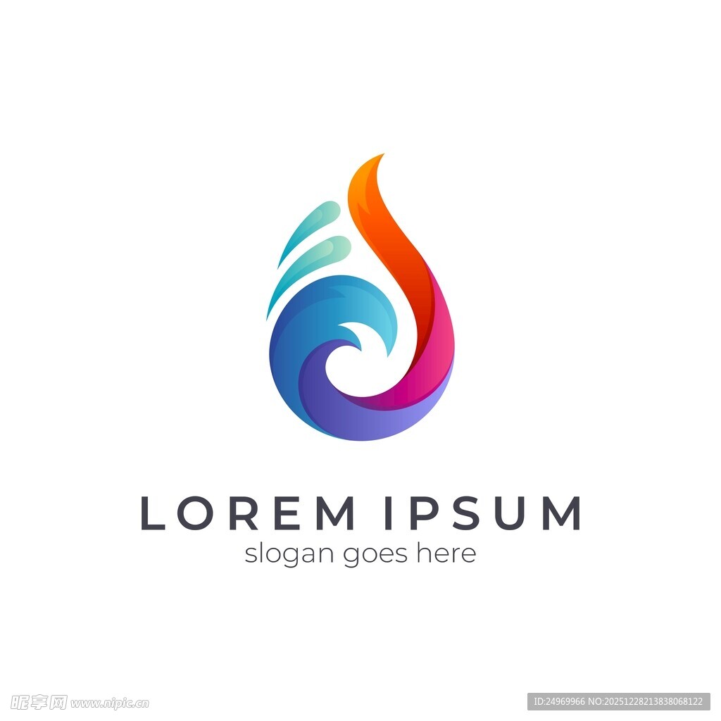 多彩水滴形创意标志设计