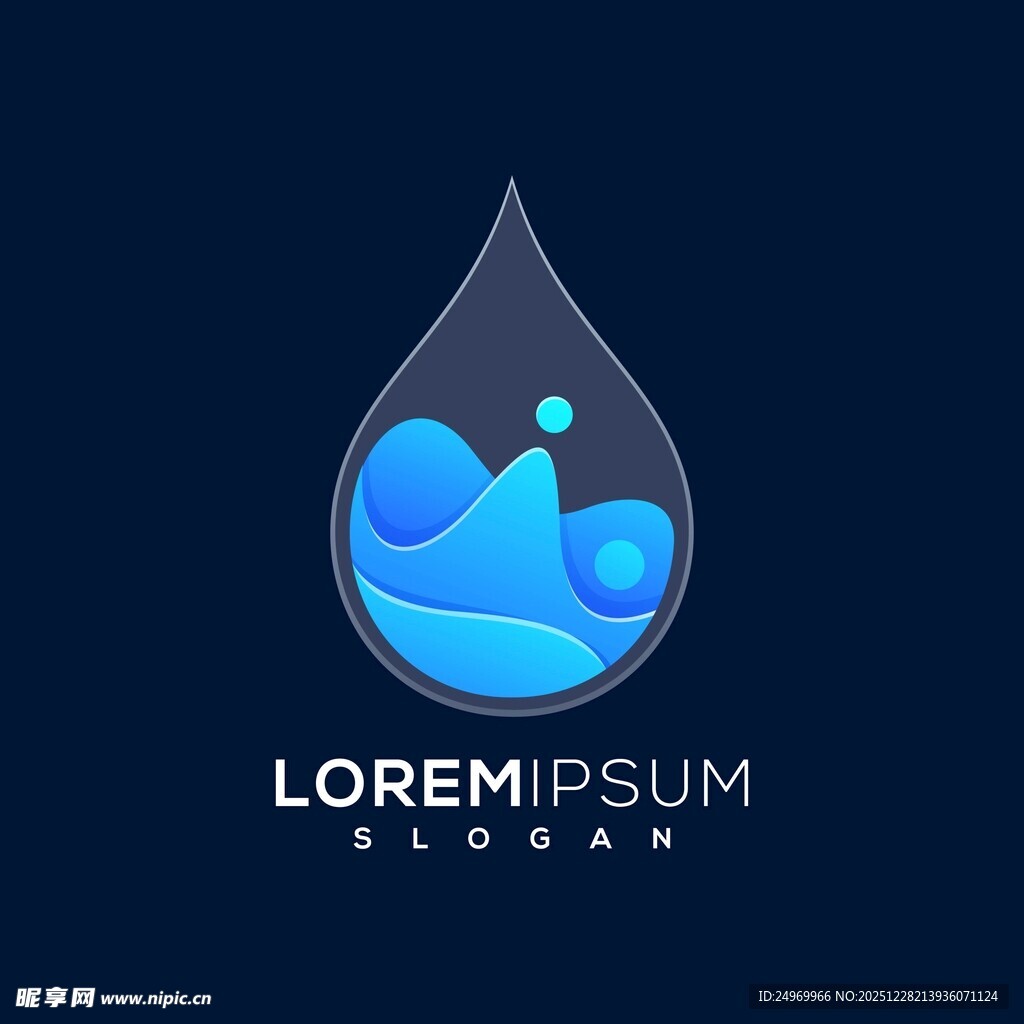 水滴中的蓝色波浪标志