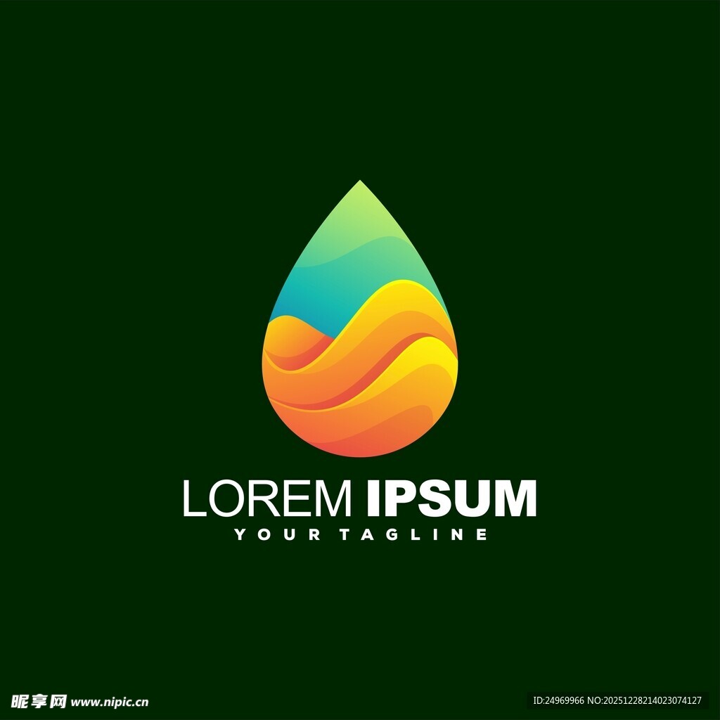 多彩水滴形创意标志设计