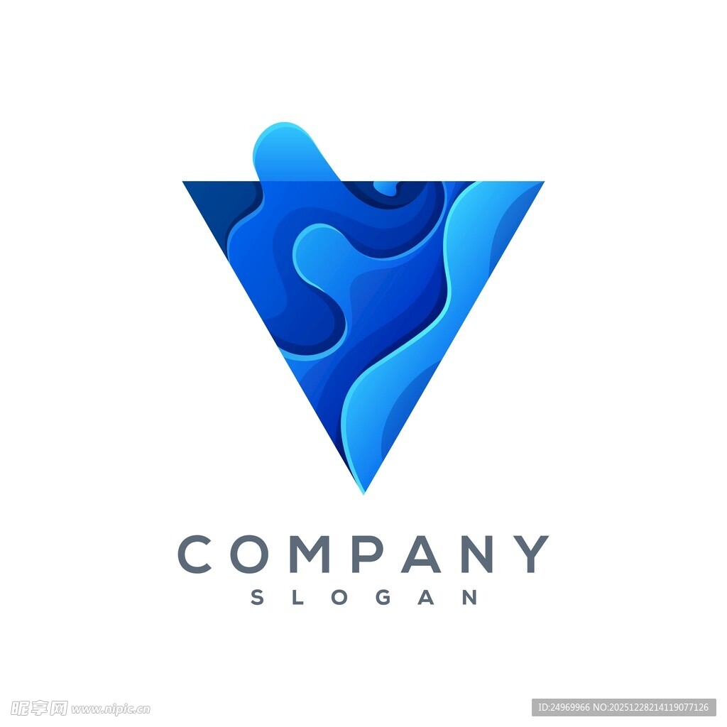 蓝色动感三角企业标志